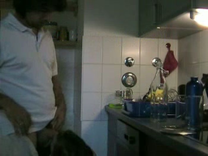 Deep in her in the kitchen