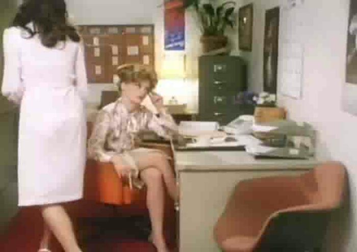 Broads eating pussy in the office